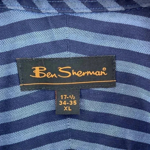 Ben Sherman Shirt Long Sleeve Button Down Mens 17.5 Blue 4158 - Picture 2 of 7